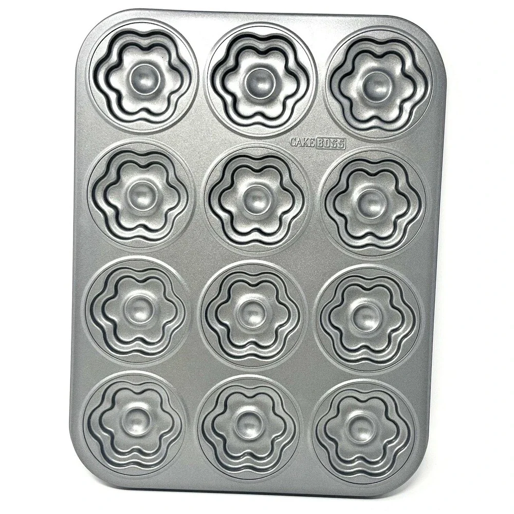 CakeBOSS 12 Cavity Flower Molded Cookie pan nonstick mold #59407 2.5